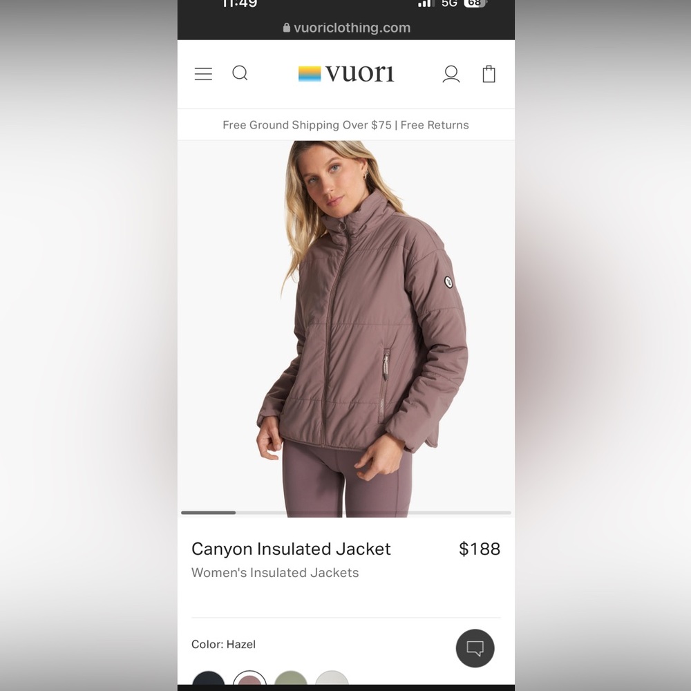 Vuori canyon insulated jacket.